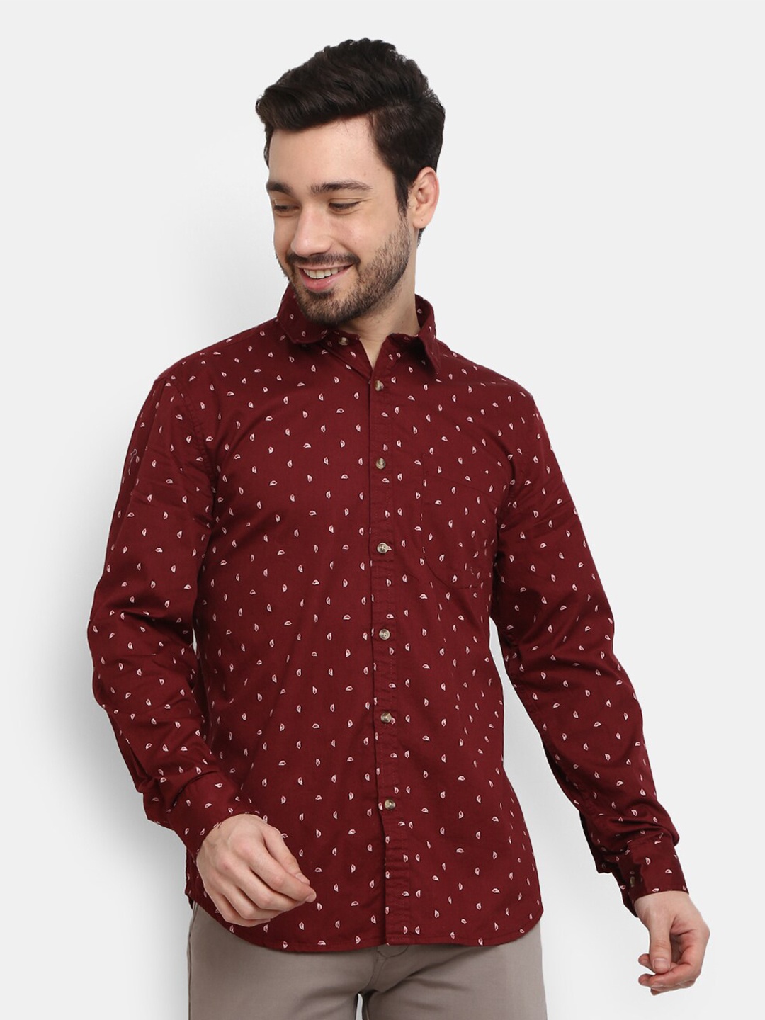 

V-Mart Men Maroon Printed Casual Shirt