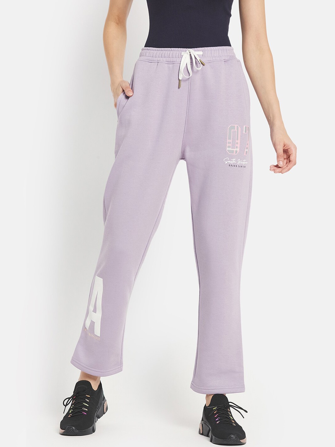 

METTLE Women Lavender Solid Cotton Track Pants