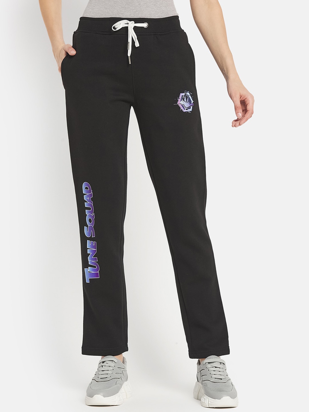 

METTLE Women Black Solid Cotton Track Pants