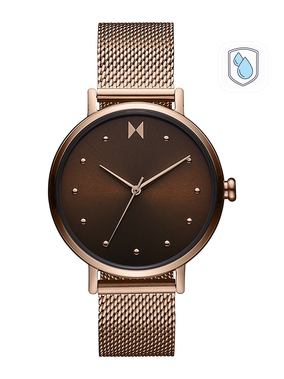 

MVMT Women Brown Dial & Rose Gold Toned Bracelet Style Straps Dot Analogue Watch 28000217