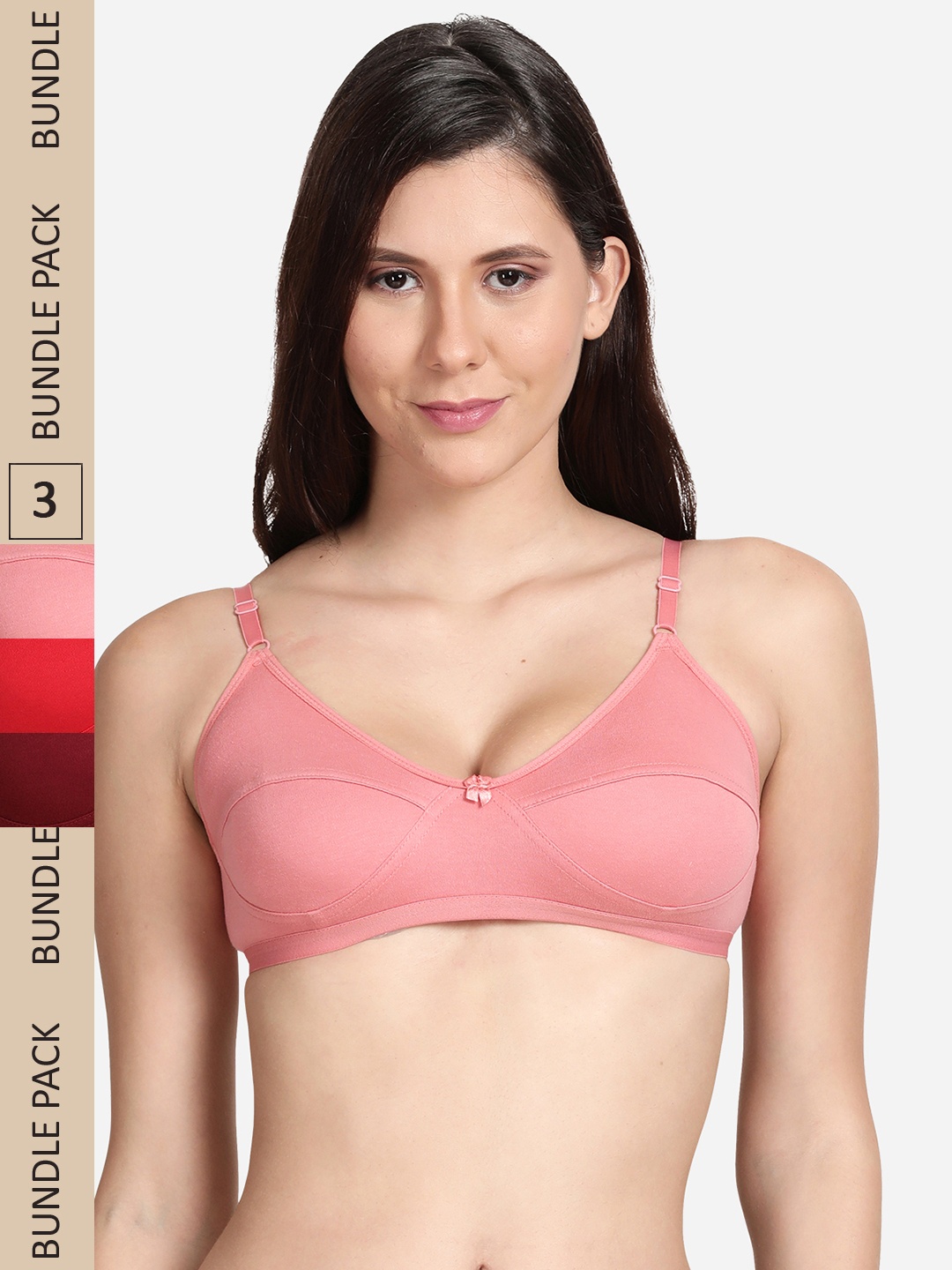 

shyaway Pack of 3 Cotton Everyday Bra, Pink