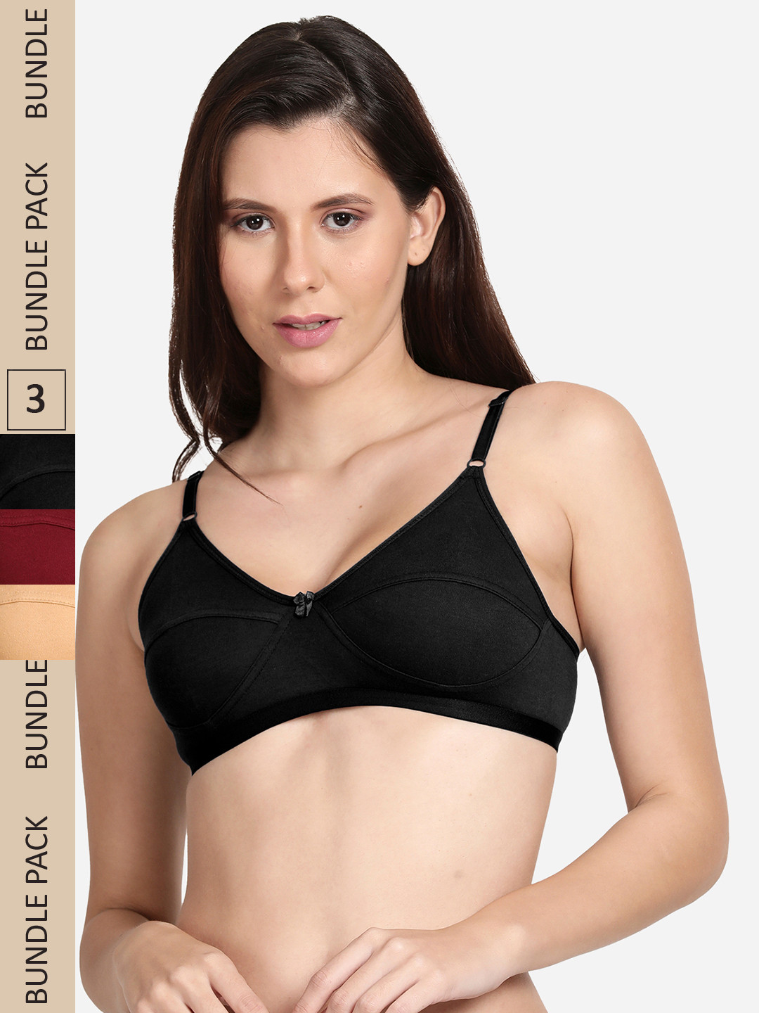 

shyaway Pack of 3 Black & Purple Bra