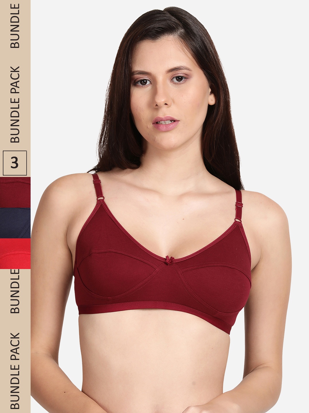 

shyaway Pack of 3 Bra, Maroon