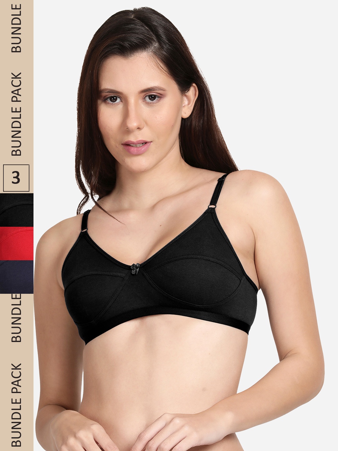

shyaway Pack Of 3 Non Padded Bra, Black