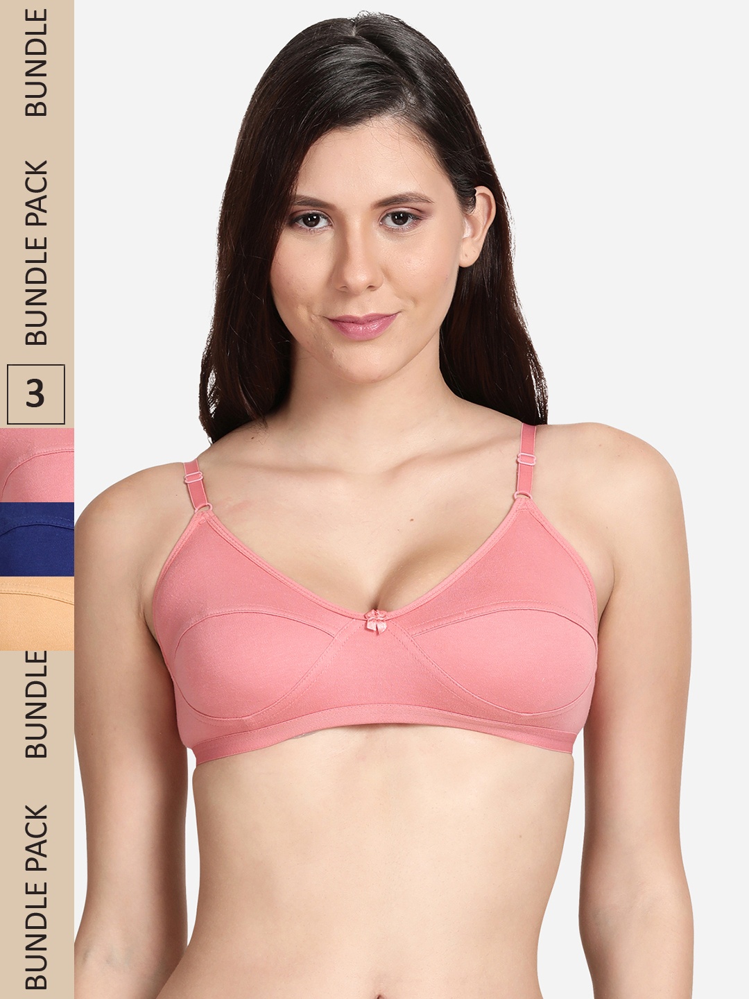 

shyaway Pack Of 3 Non Padded Bra, Pink