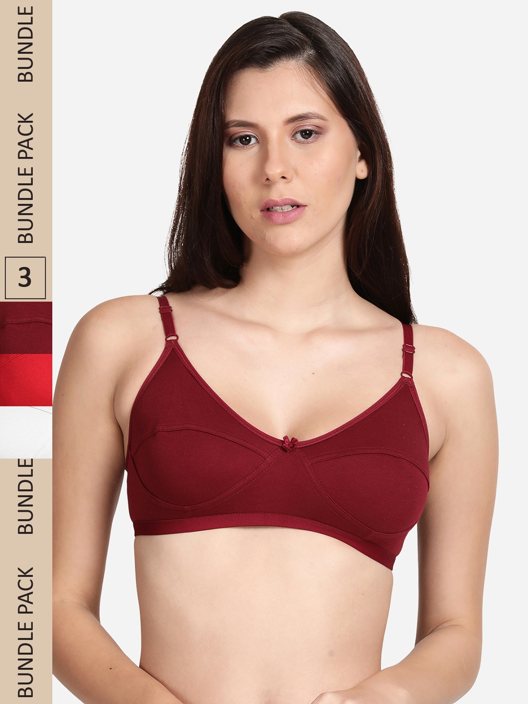 

shyaway Pack Of 3 Non Padded Bra, Maroon