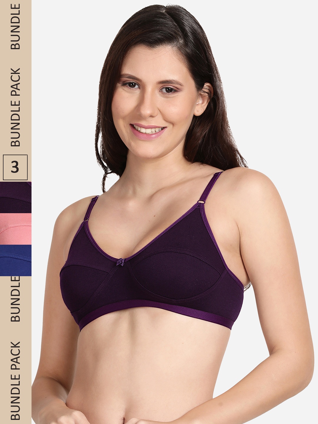 

shyaway Pack Of 3 Non Padded Bra, Pink