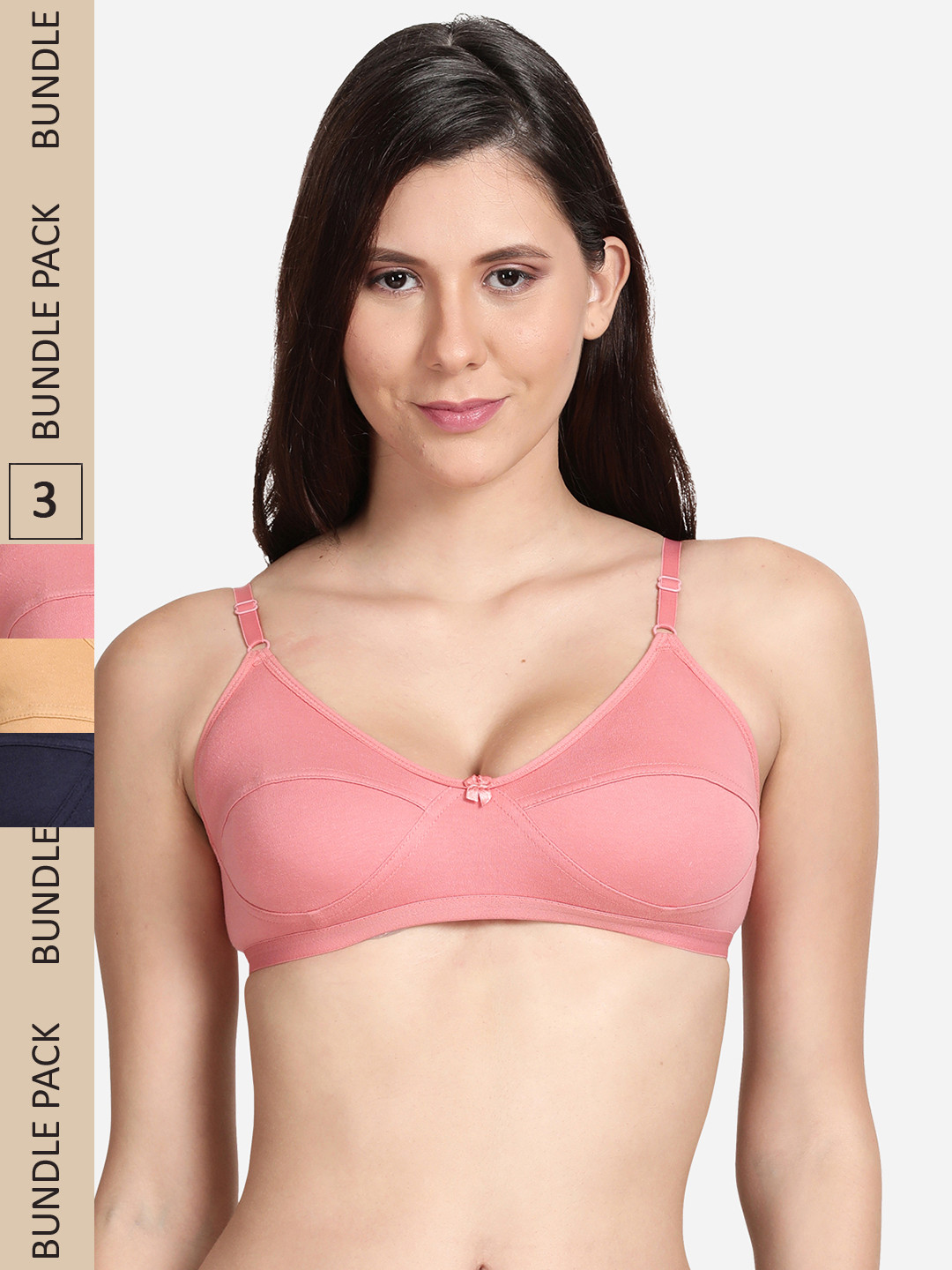 

shyaway Woman Pack of 4 Non Padded Bra, Pink