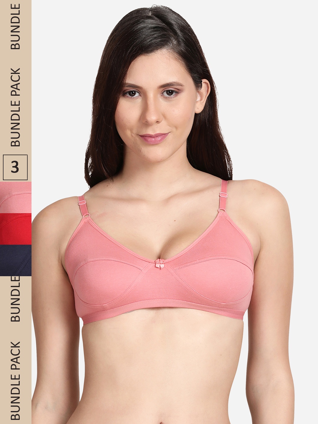 

shyaway Pack Of 3 Non Padded Bra, Pink