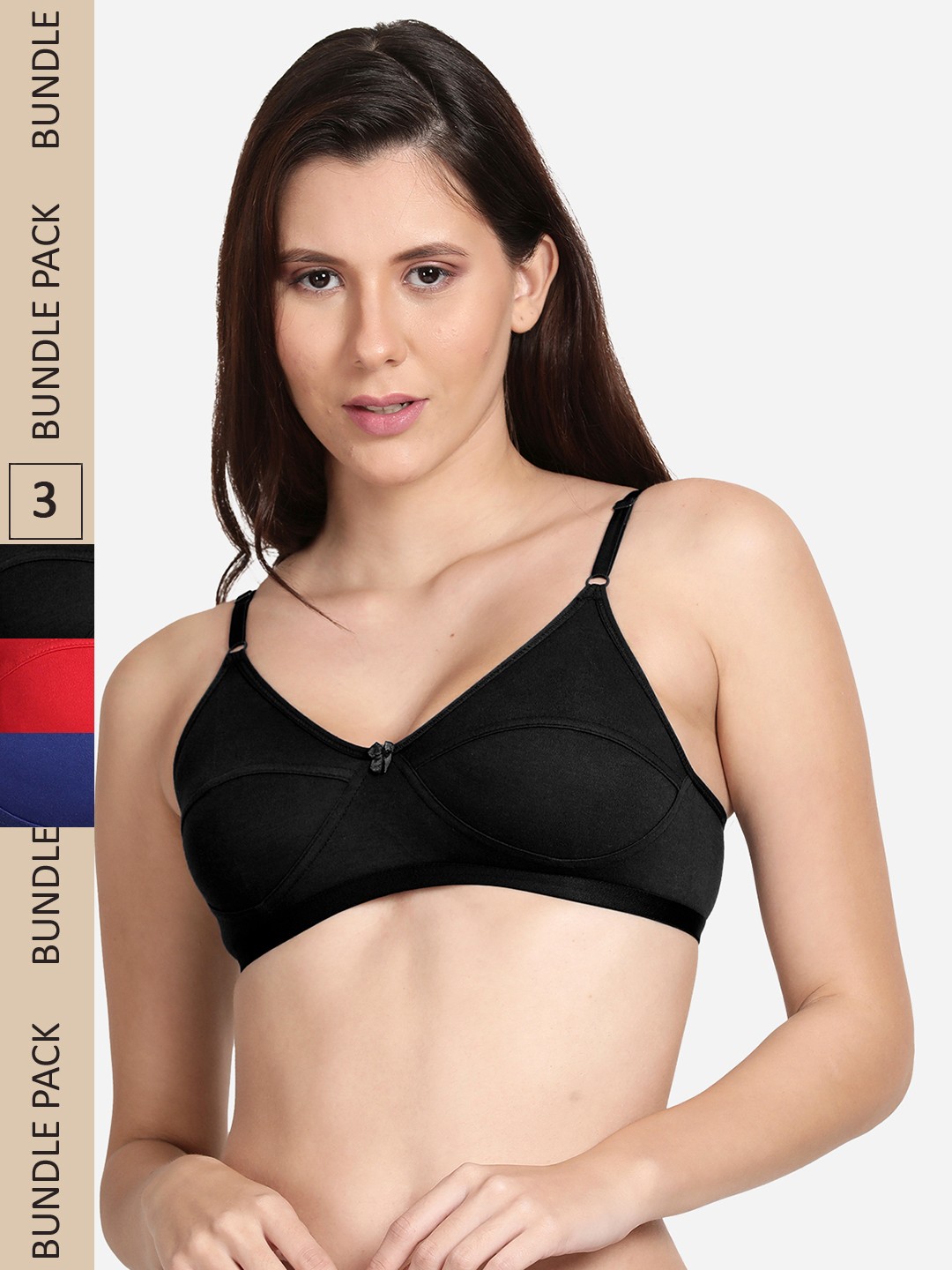 

shyaway Pack Of 3 Non Padded Bra, Black
