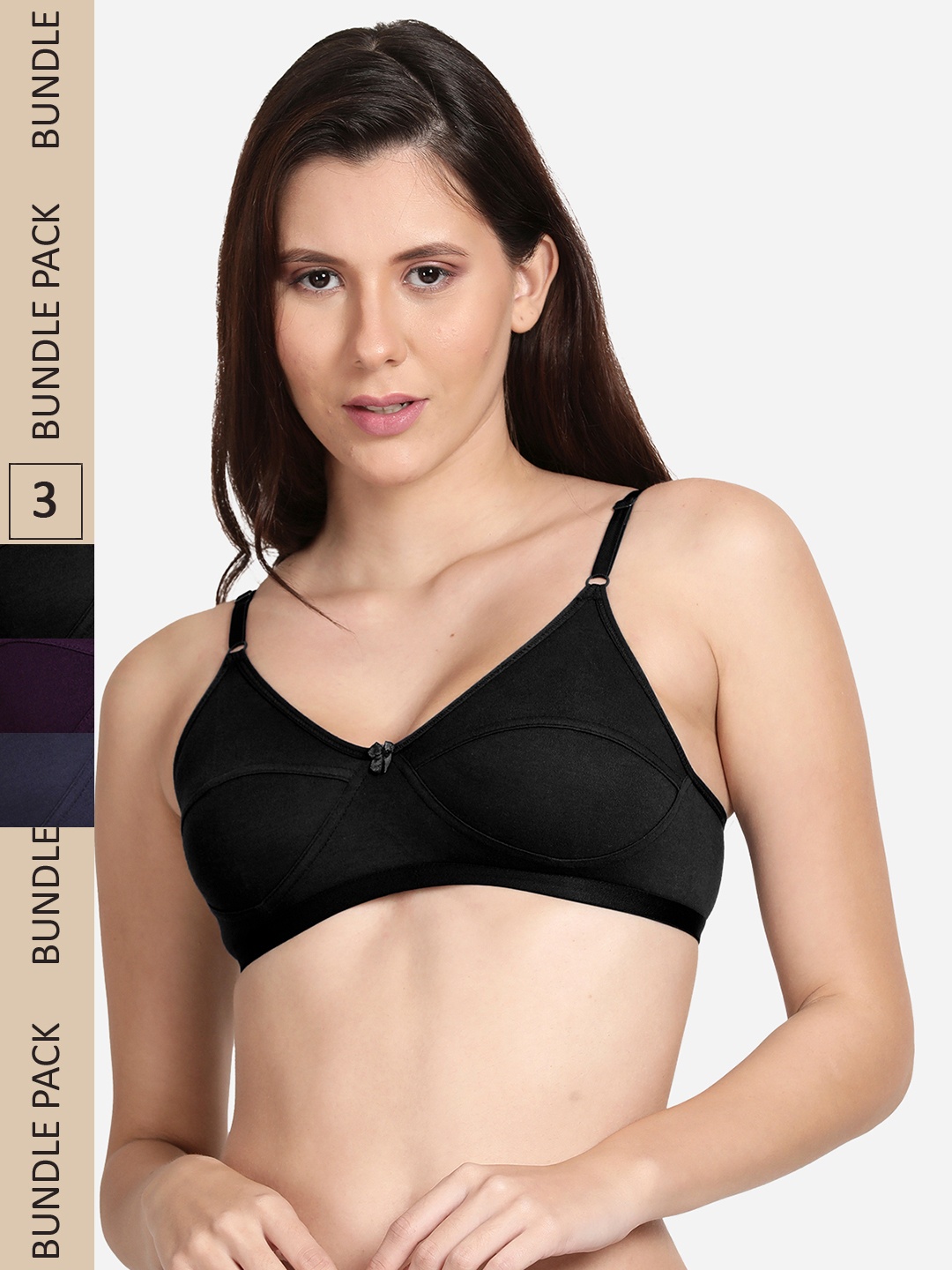 

shyaway Pack Of 3 Non Padded Bra, Black