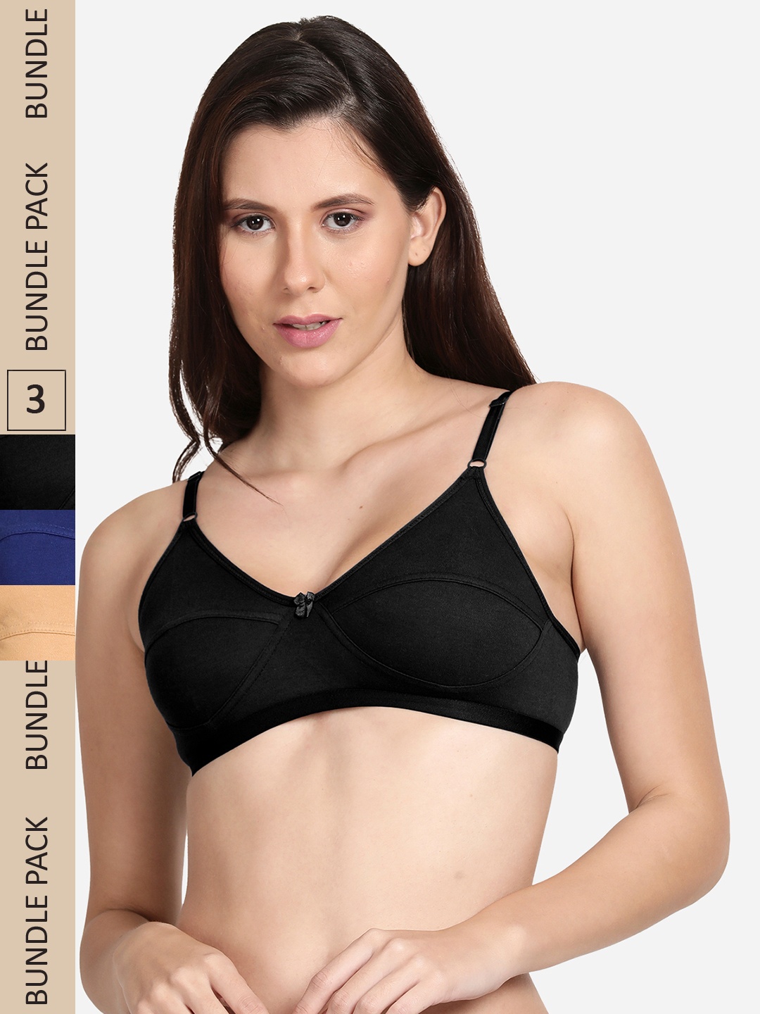 

shyaway Pack Of 3 Non Padded Bra, Black