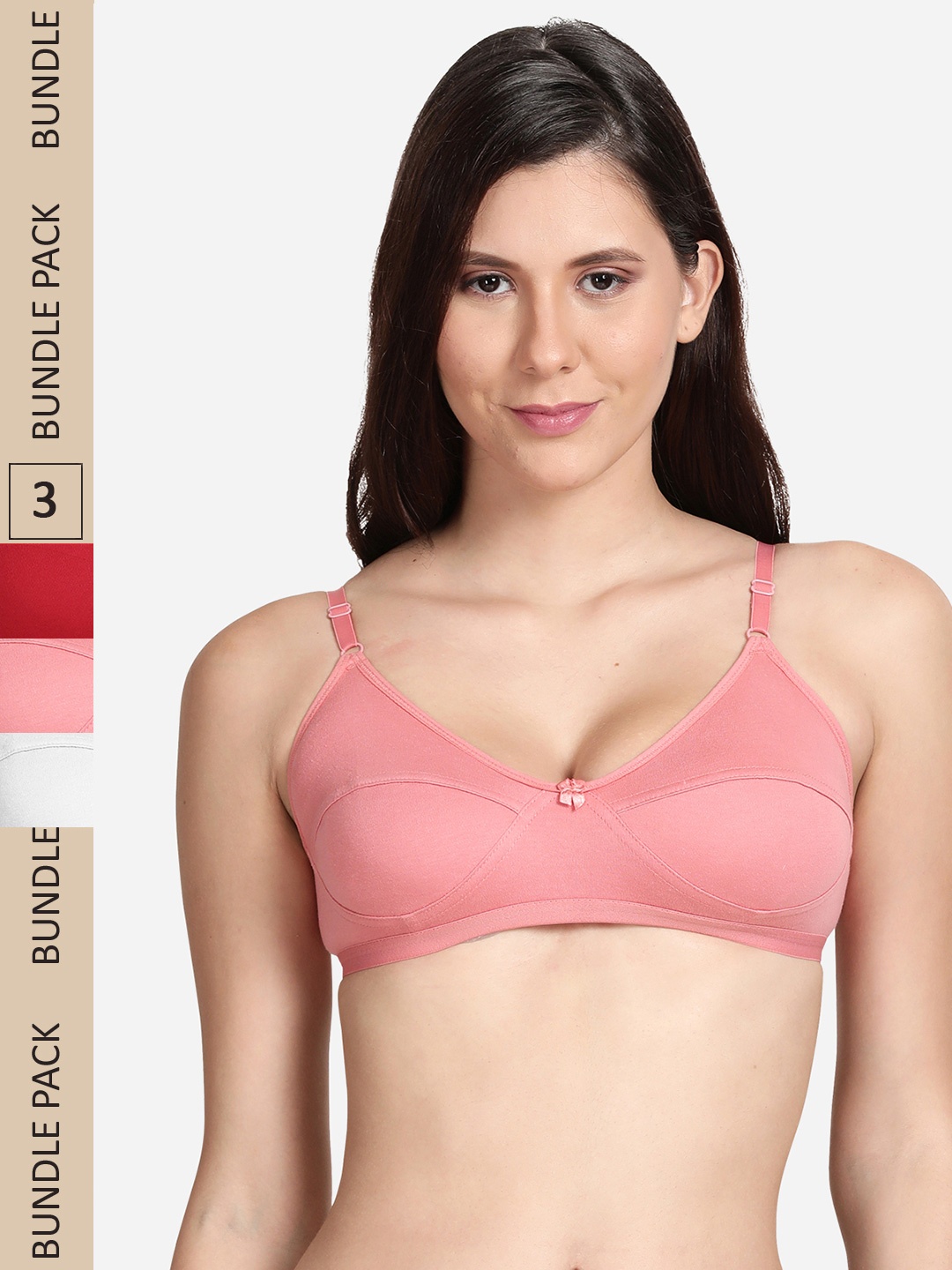 

shyaway Pack of 4 Solid Bra shyl-P3-0080-32B-Pink
