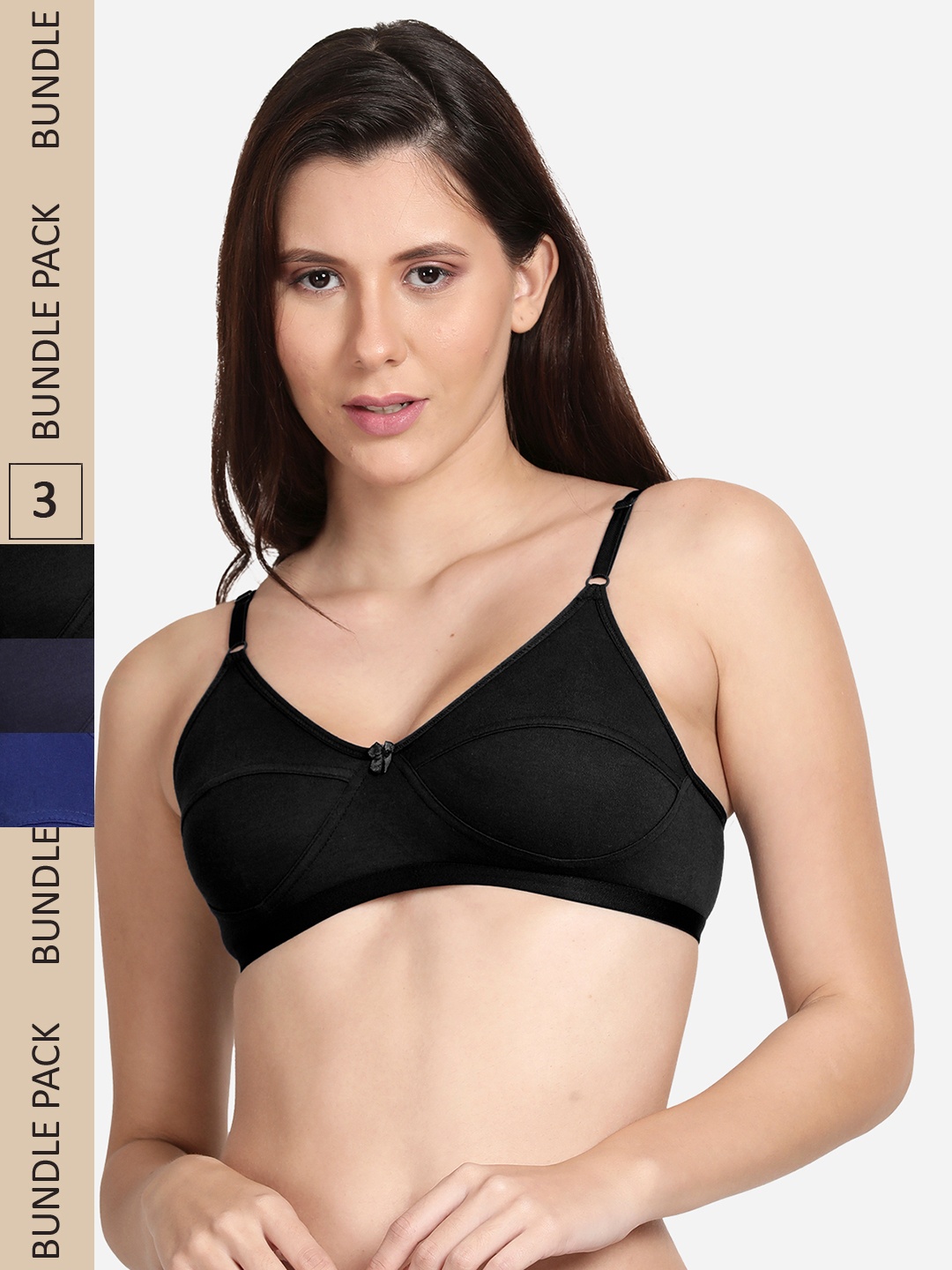 

shyaway Pack of 3 Solid Bra shyl-P3-0064-32B-Black