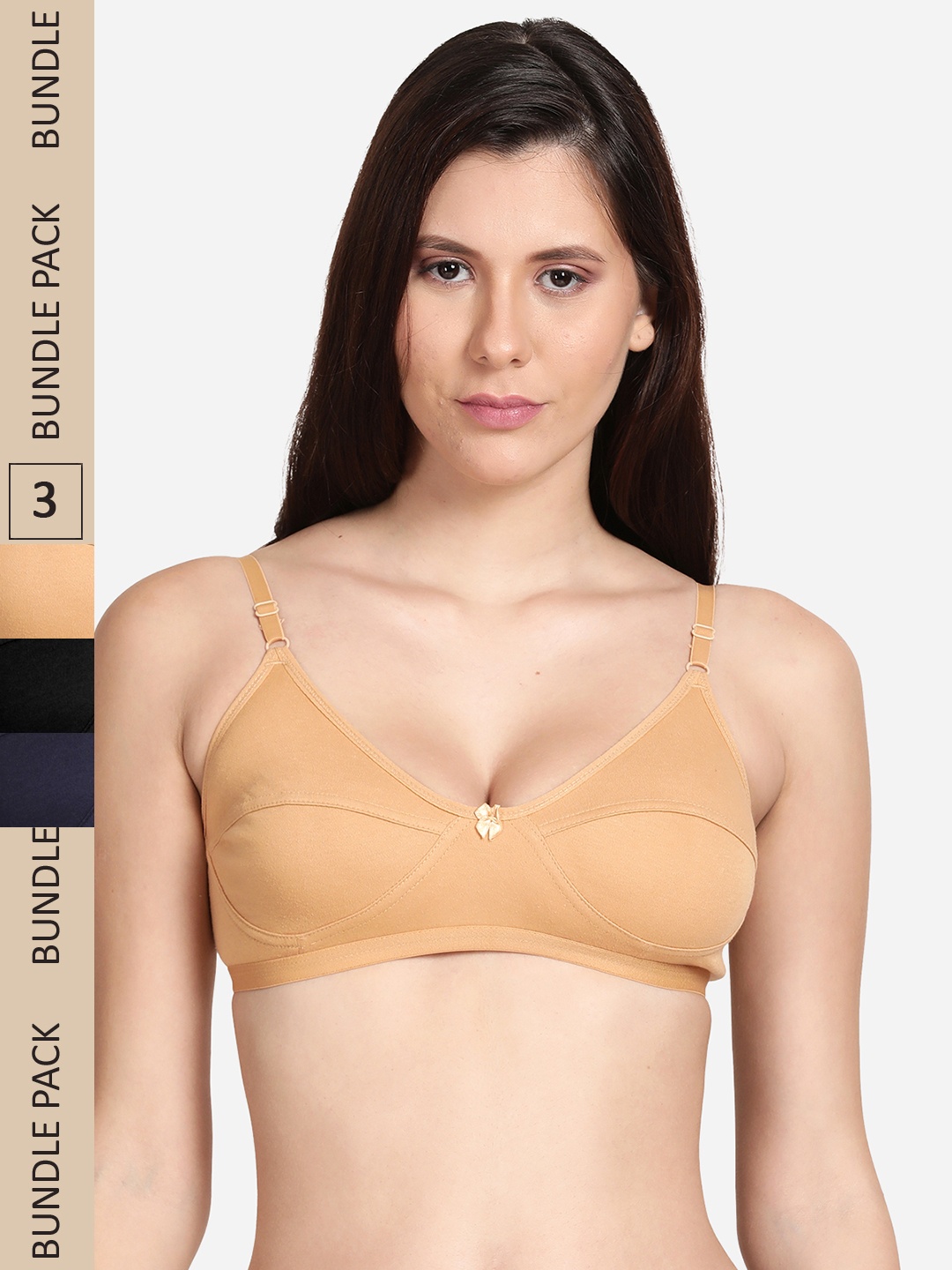 

shyaway Pack of 3 Black & Nude-Coloured Bra