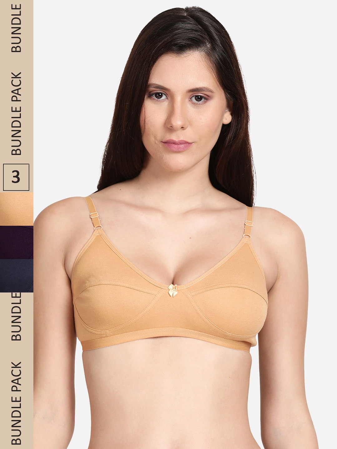 

shyaway Pack of 3 Nude-Coloured & Violet Bra