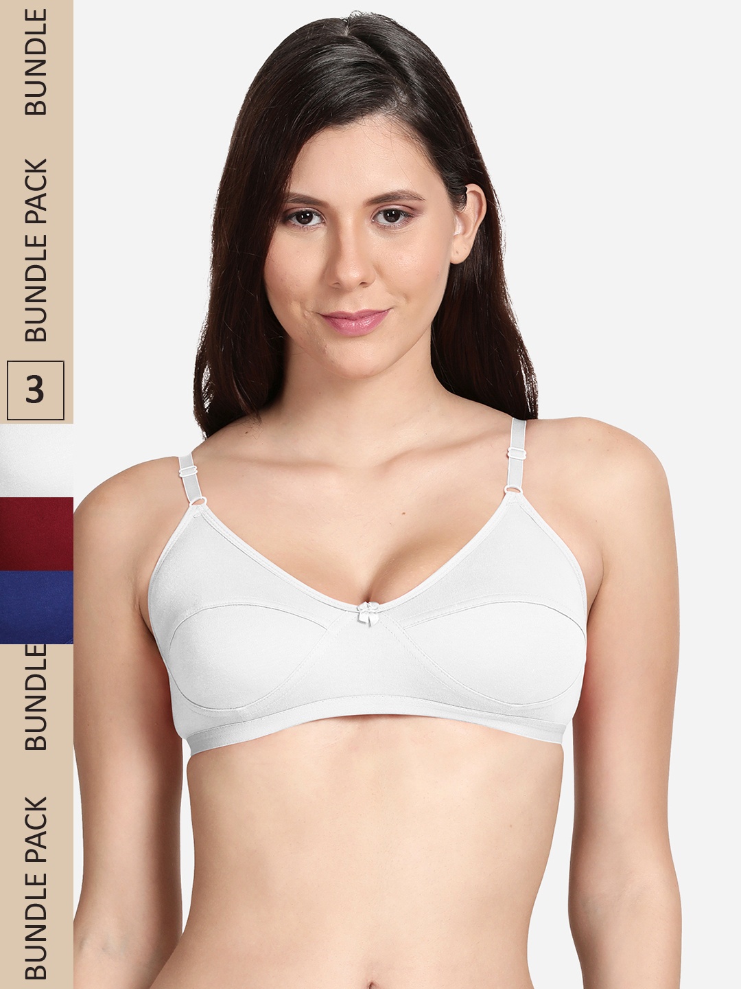 

shyaway Pack of 3 Cotton Bra, Maroon