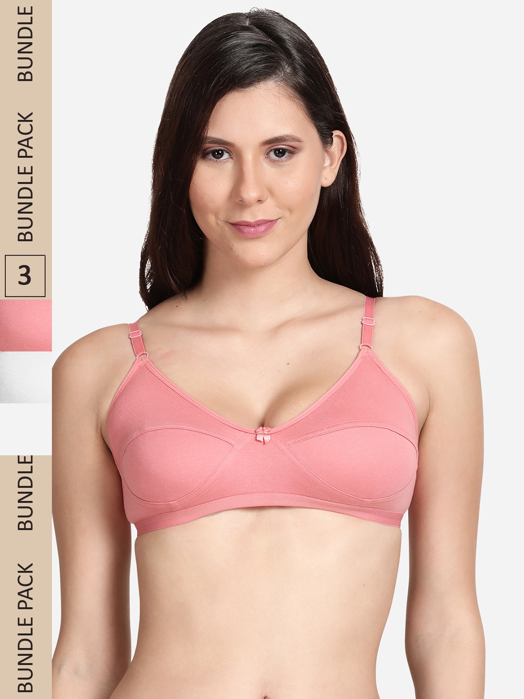 

shyaway Pack of 3 Pink & White Bra