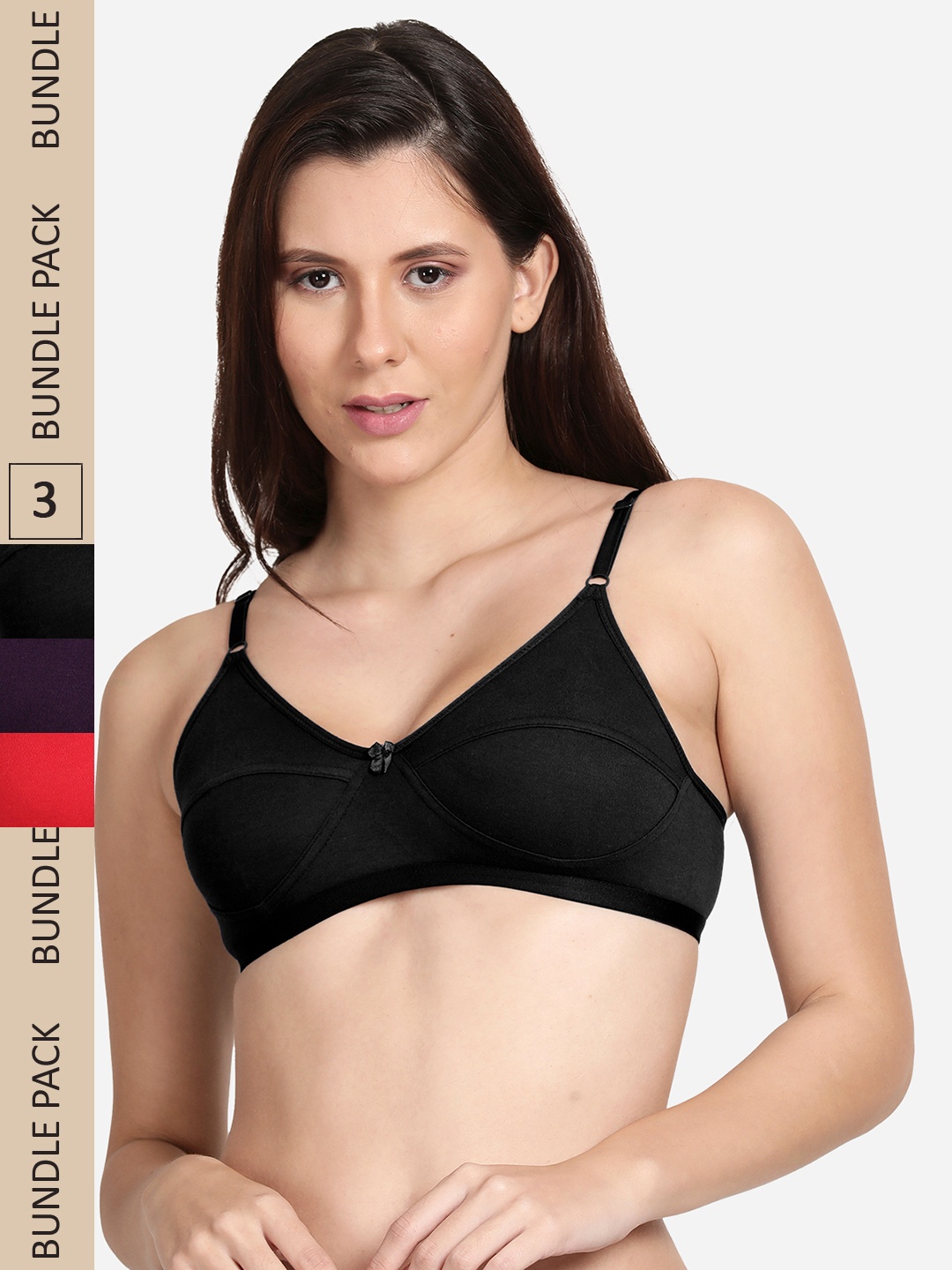 

shyaway Pack of 3 Bra, Black