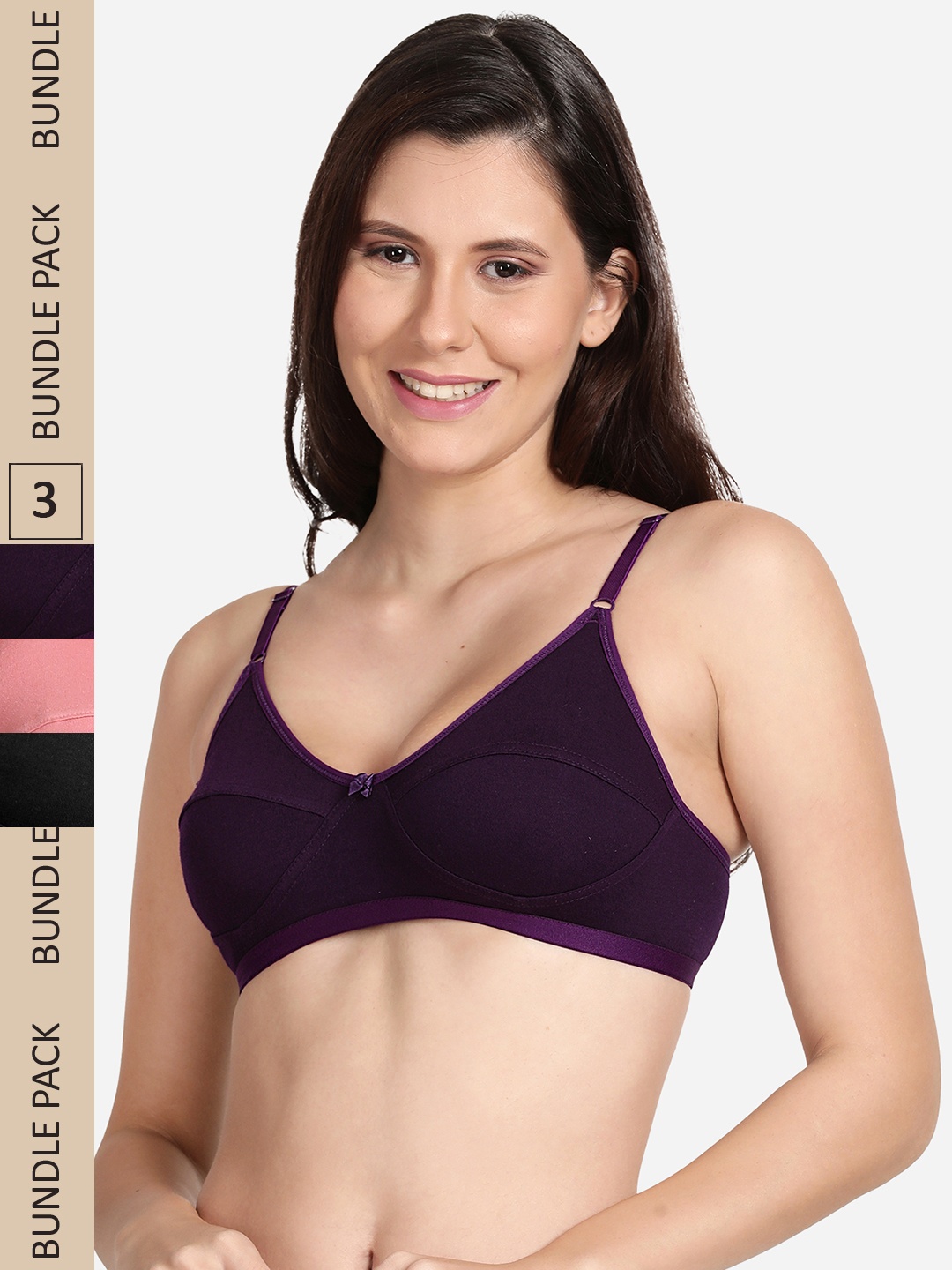 

shyaway Pack of 3 Bra, Black