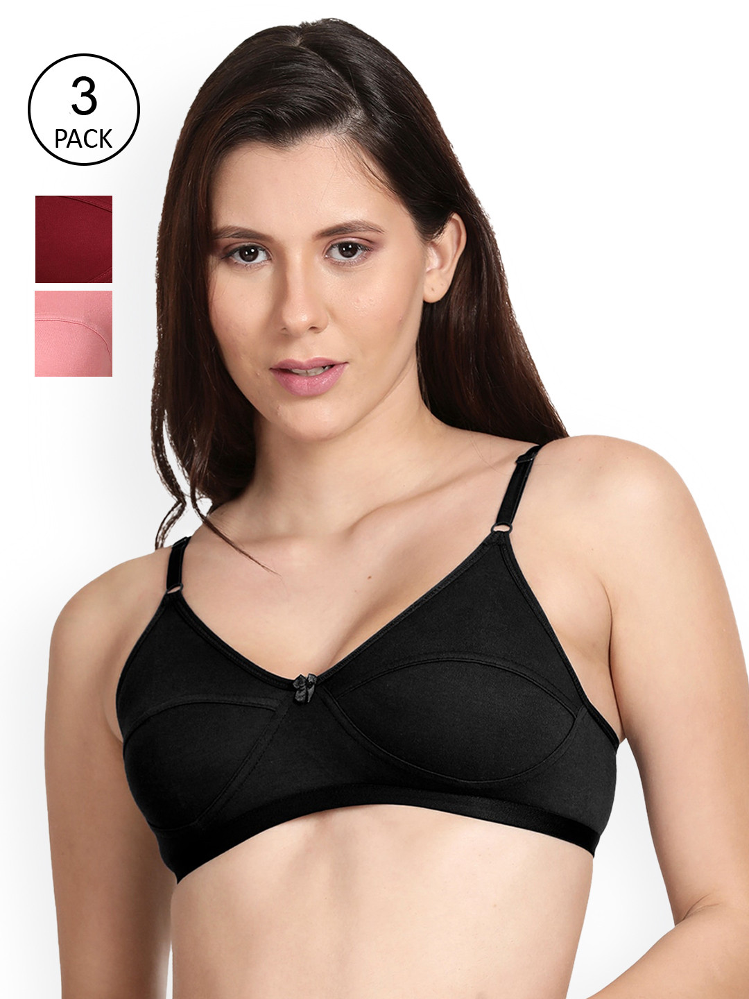 

shyaway Pack of 3 Bra, Black