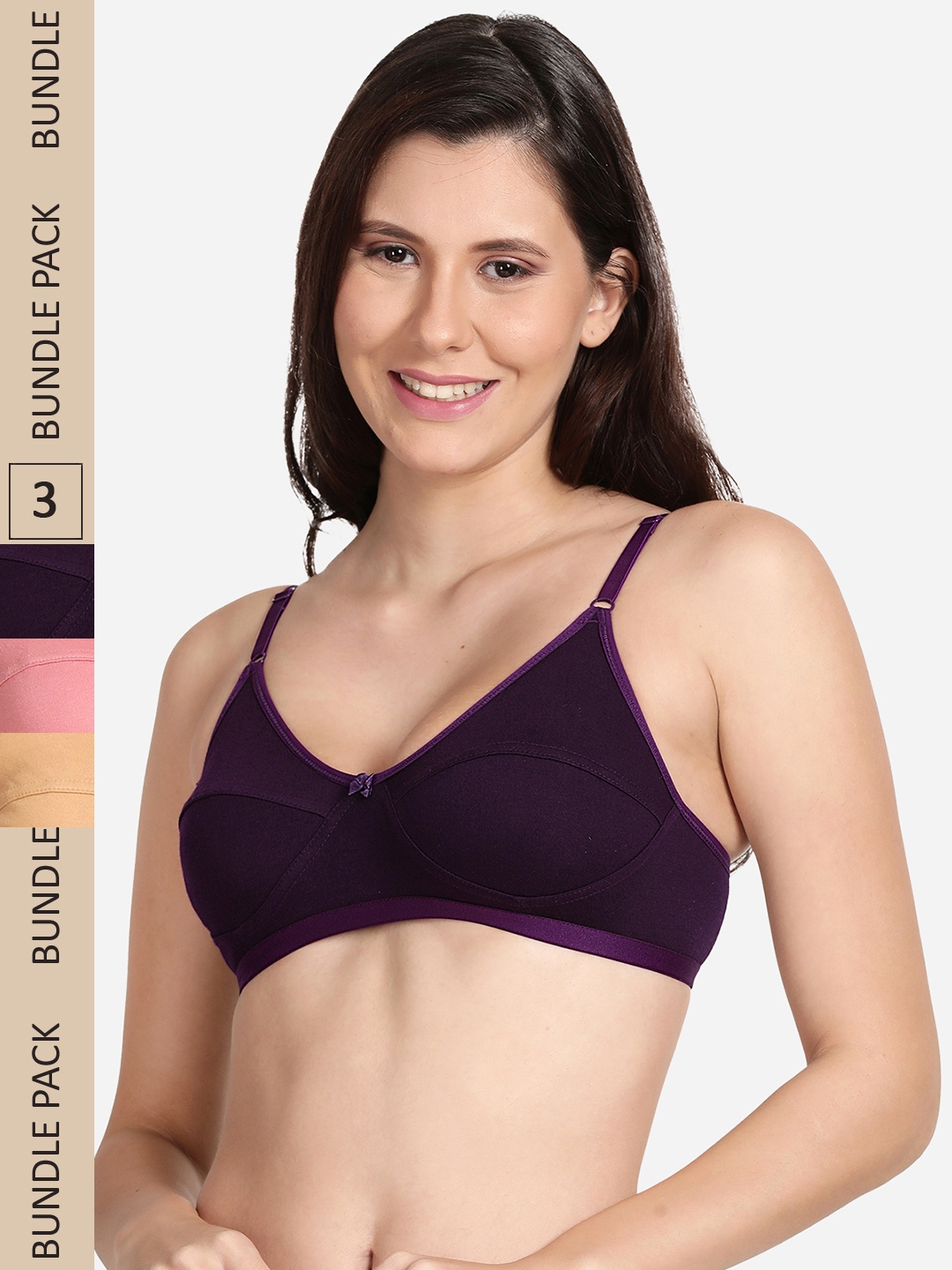 

shyaway Women Pack of 3 Bra, Pink
