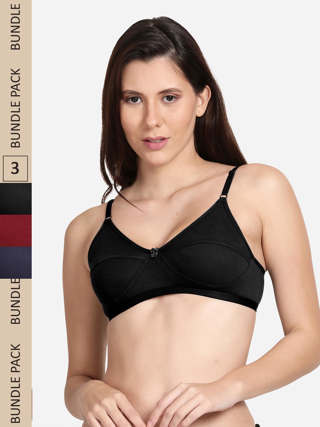 

shyaway Women Pack of 3 Bra, Black
