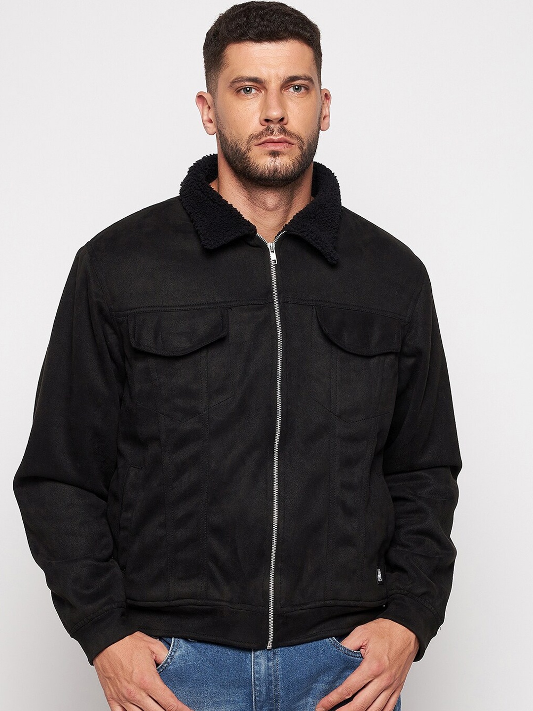 

FUGAZEE Men Black Solid Bomber Jacket