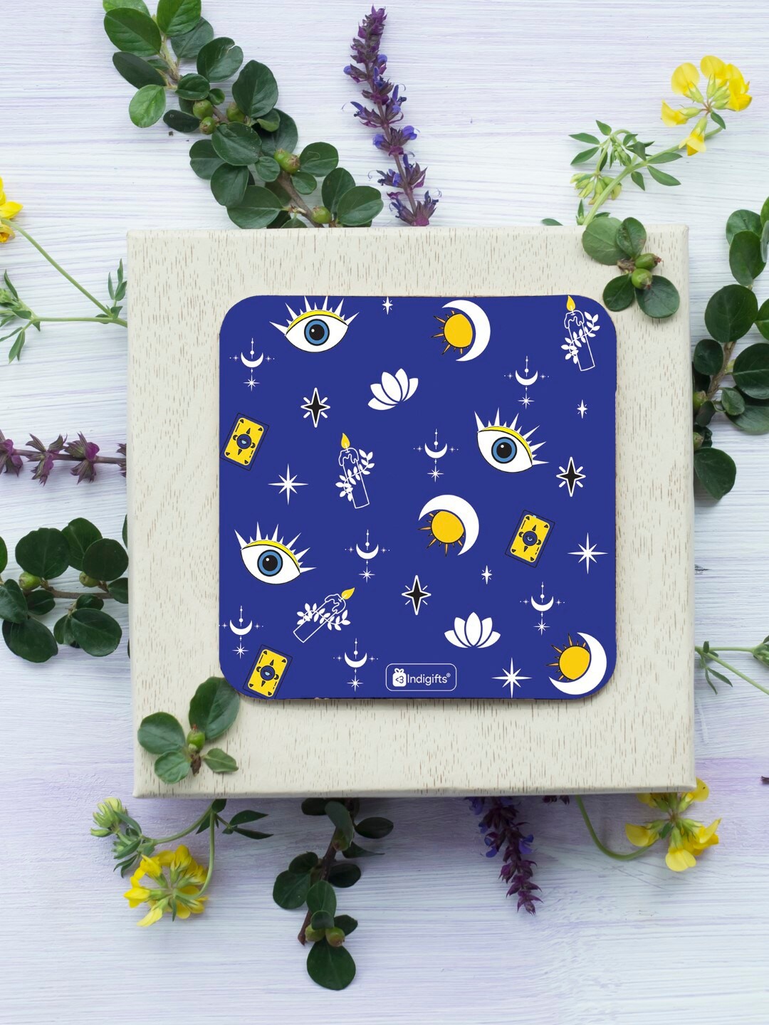 

Indigifts Set Of 4 Blue Evil Eye Printed Coasters
