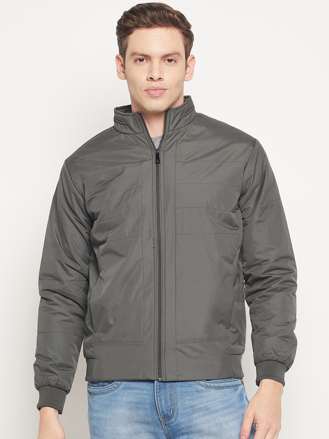 

Spirit Men Olive Green Windcheater and Water Resistant Long Sleeves Bomber Jacket