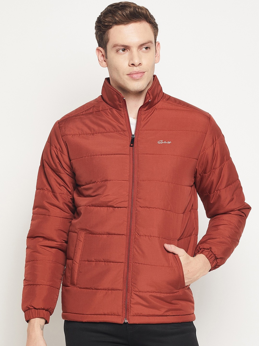 

Spirit Men Rust Windcheater and Water Resistant Padded Jacket