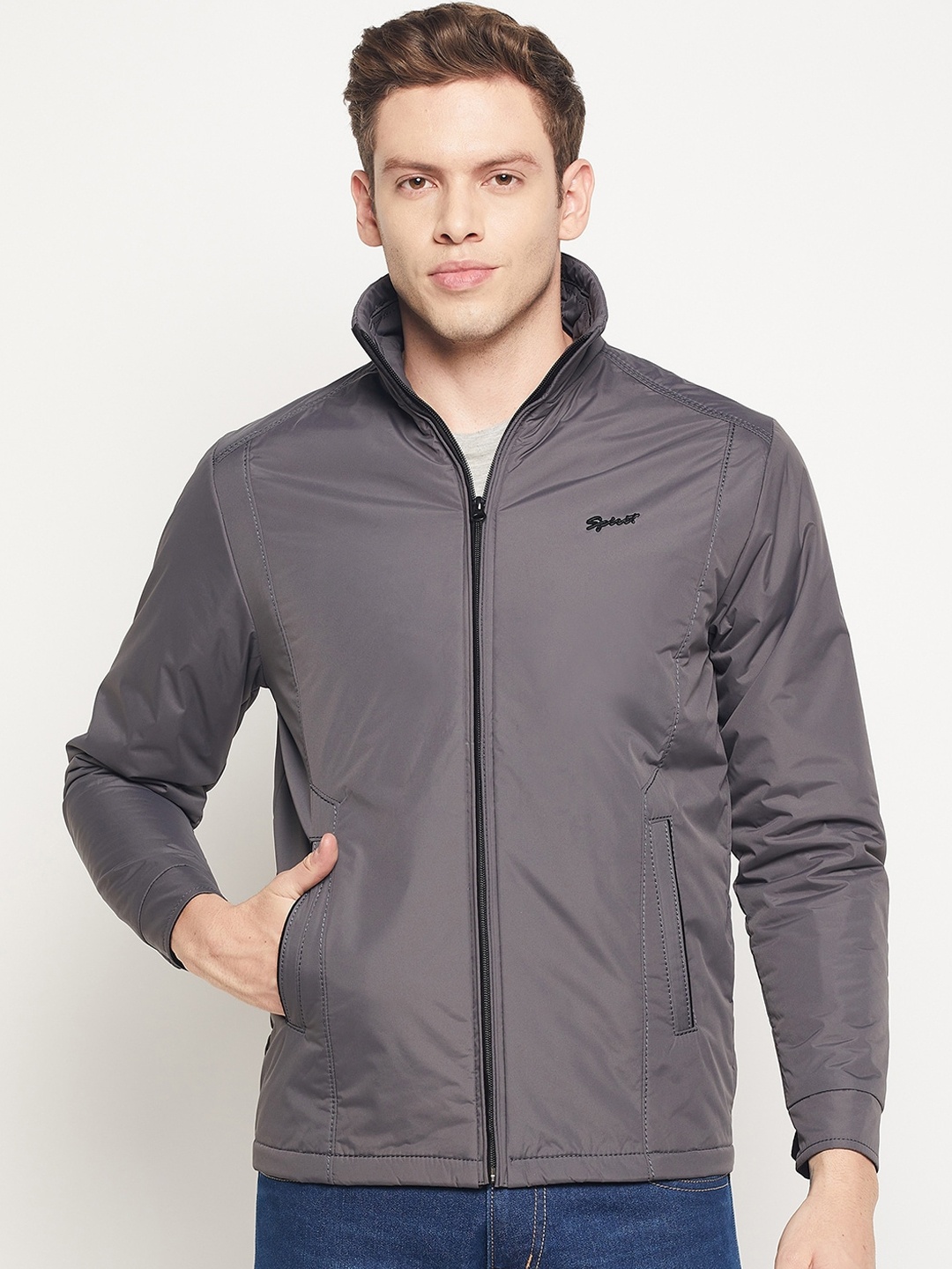 

Spirit Men Grey Windcheater and Water Resistant Padded Jacket