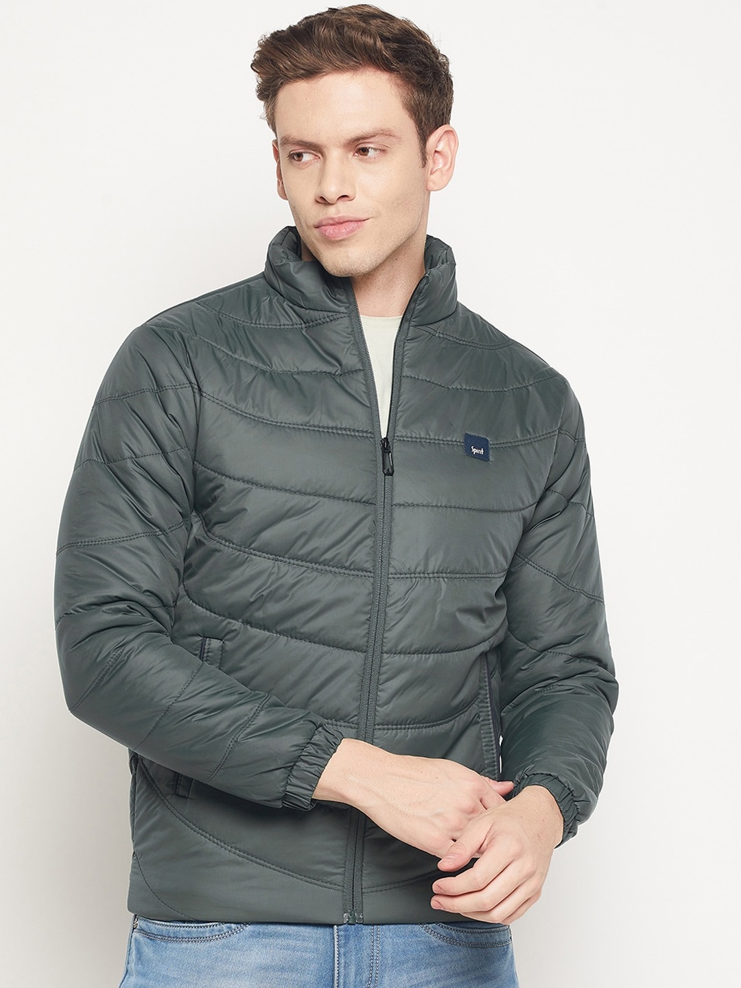 

Spirit Men Olive Green Windcheater and Water Resistant Puffer Jacket