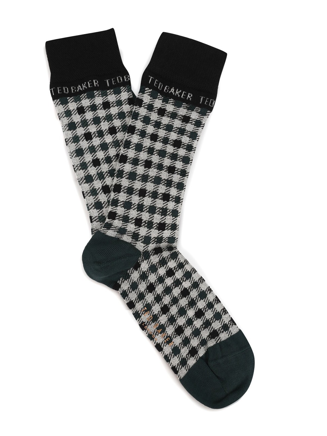 

Ted Baker Men Green Checked Calf Length Cotton Socks