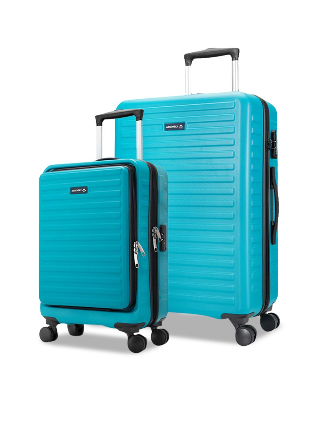 

Assembly Set Of 2 Teal Textured Hard-Sided Trolley Luggage