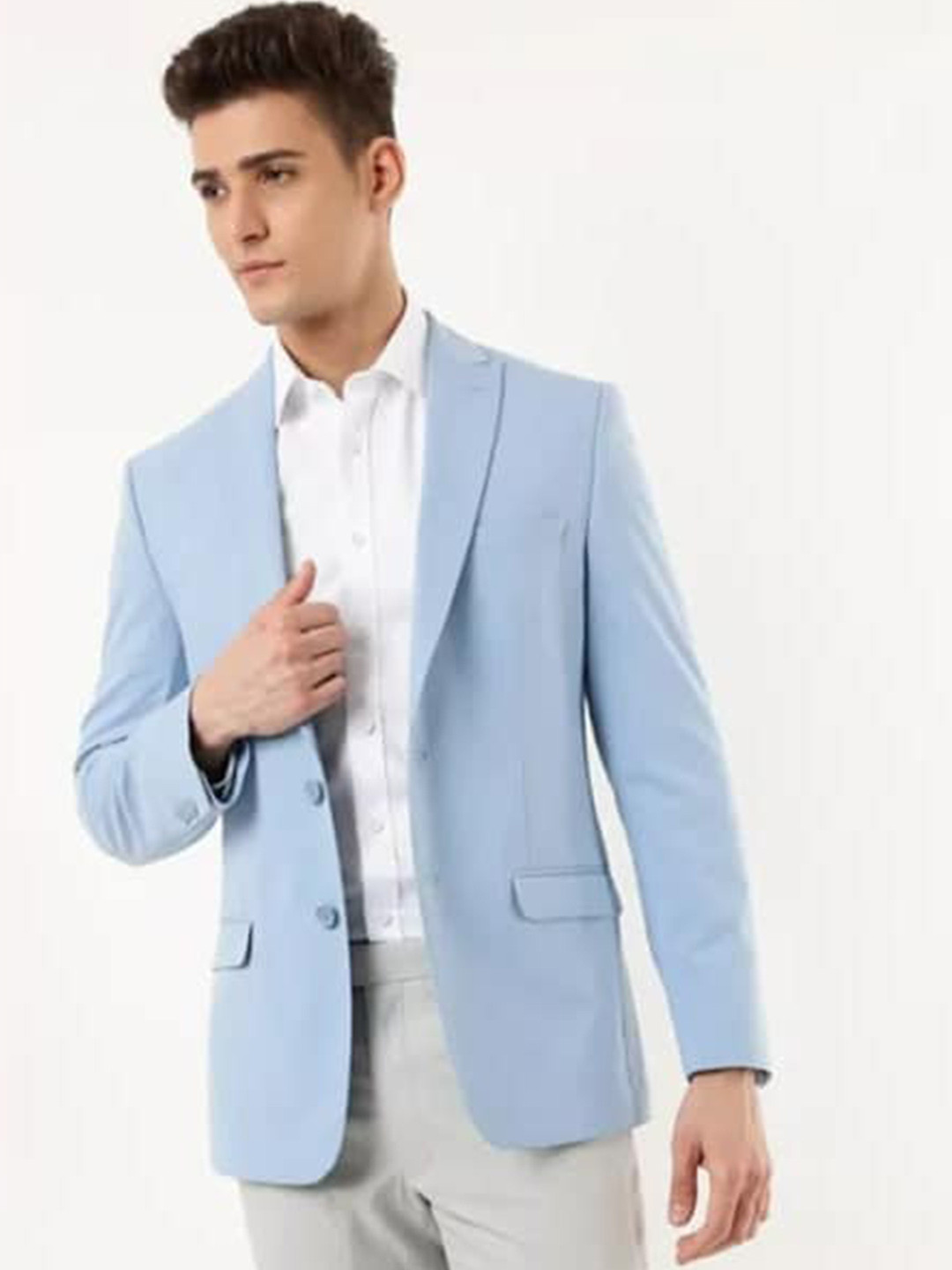 

Marks & Spencer Men Blue Solid Single-Breasted Formal Blazer