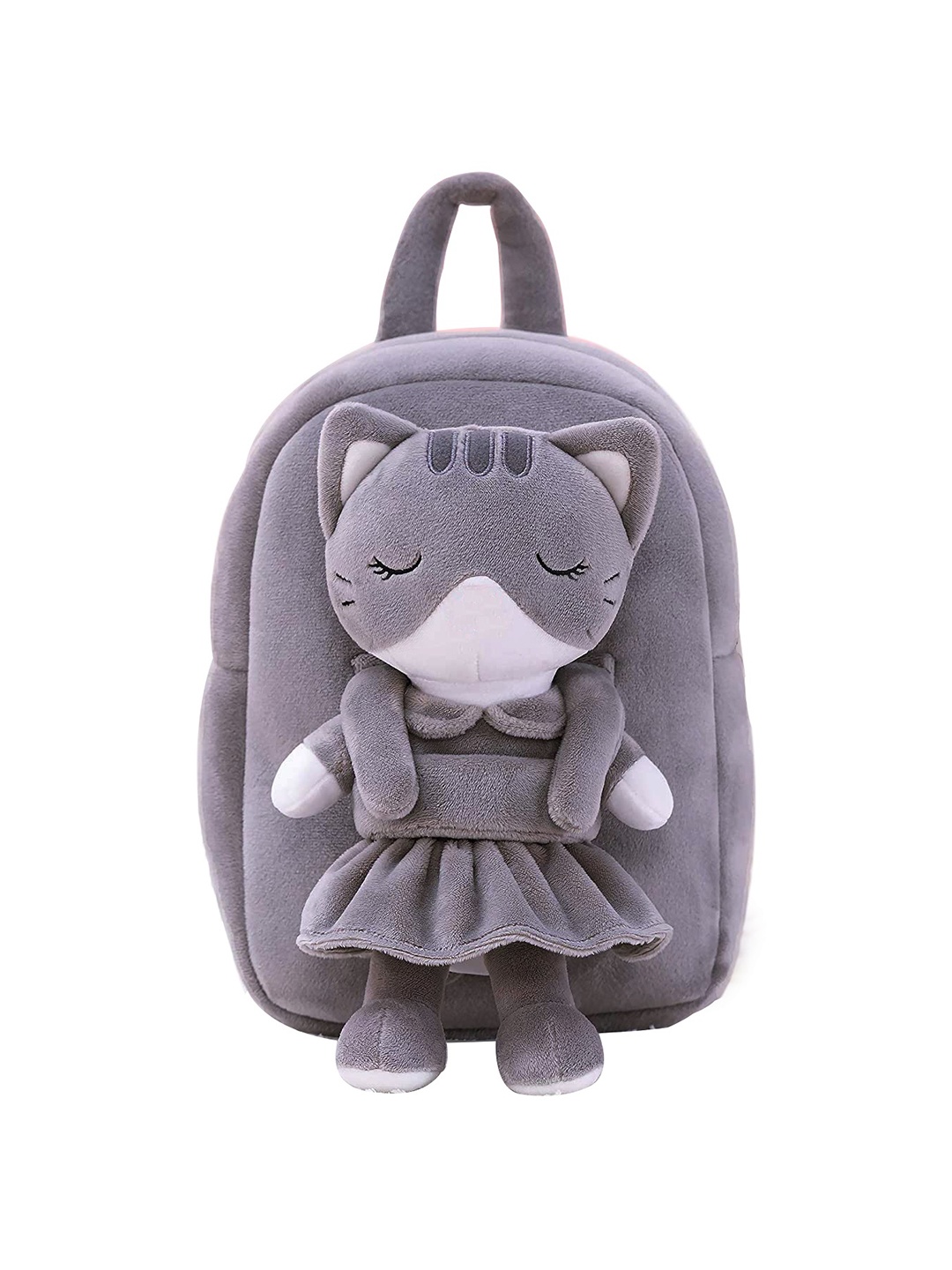 

Frantic Unisex Kids Velvet Cat Backpack, Grey