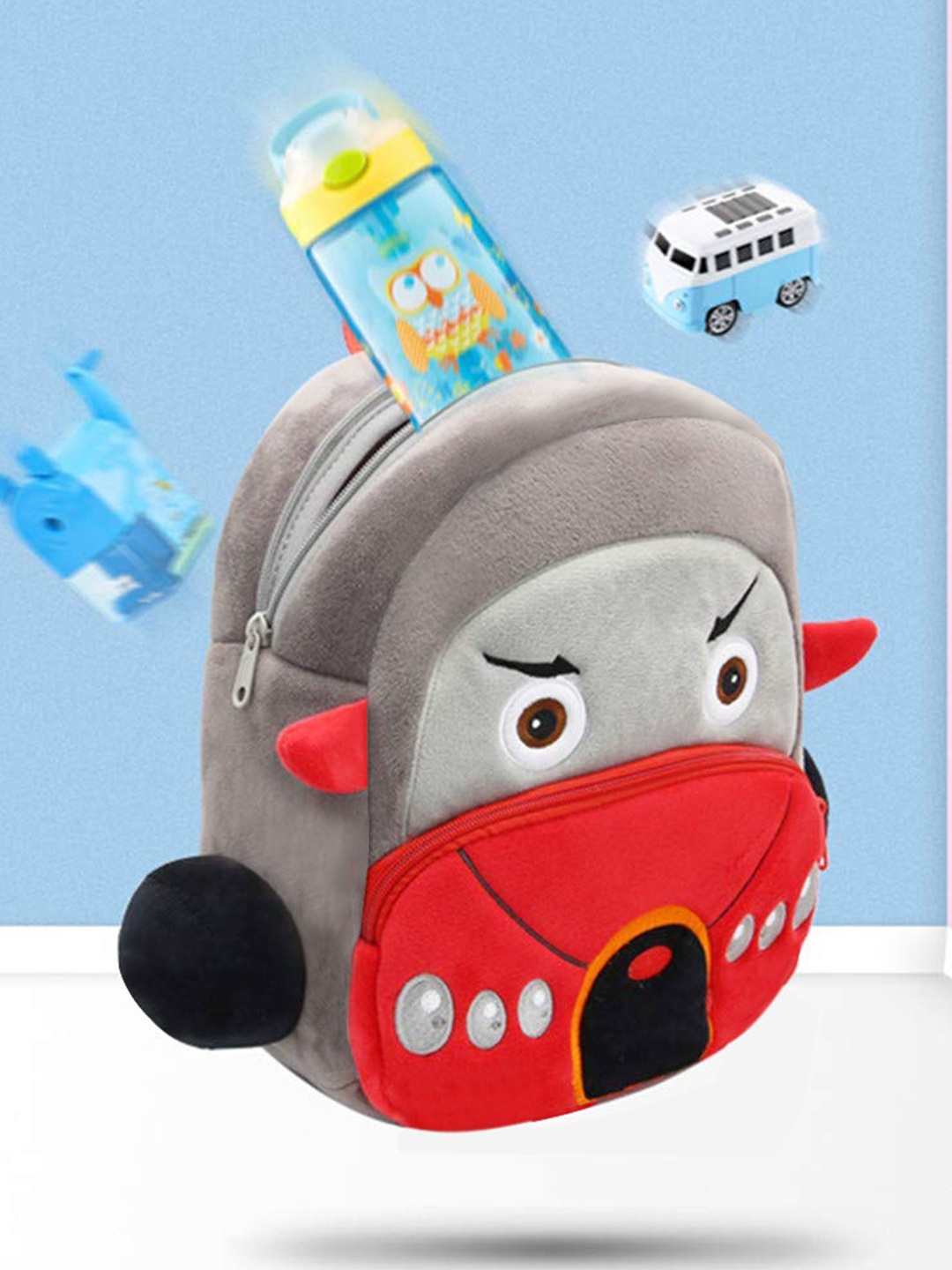 

Frantic Unisex Kids Velvet Backpack, Grey