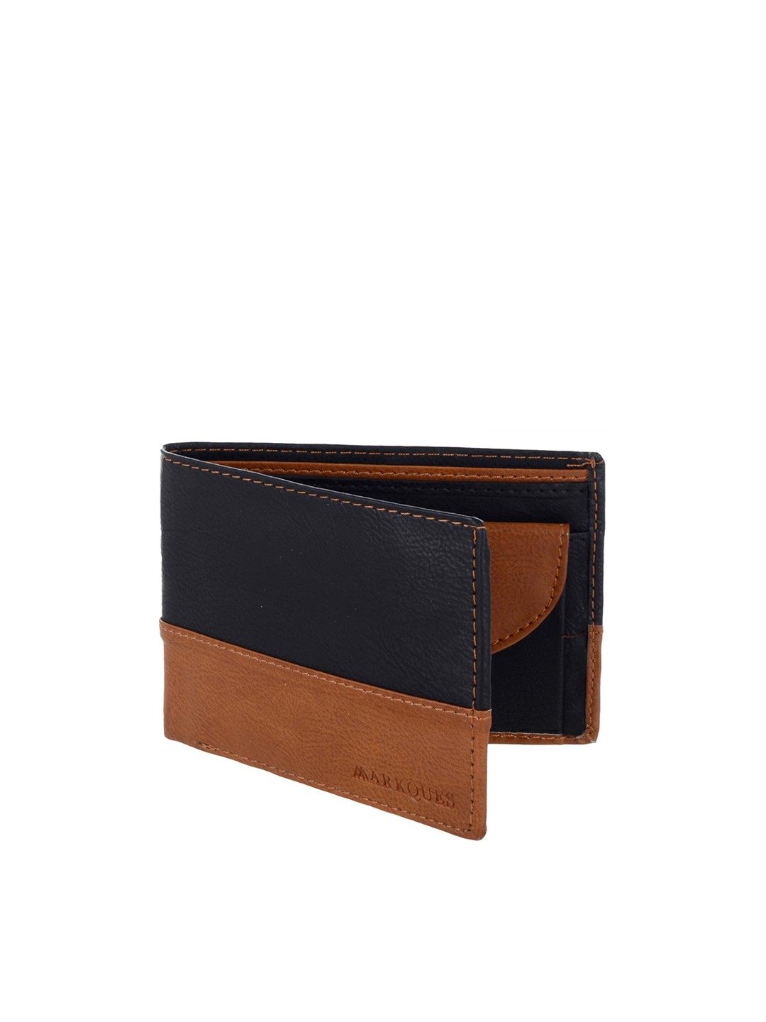 

MARKQUES Men Two Fold Wallet, Black