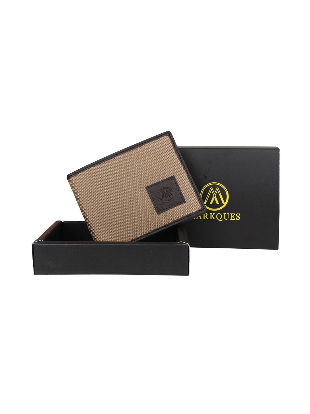

MARKQUES Men Textured Two Fold Wallet with SIM Card Holder, Brown
