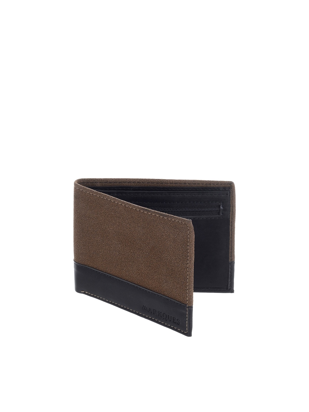 

MARKQUES Men Two Fold Wallet, Brown