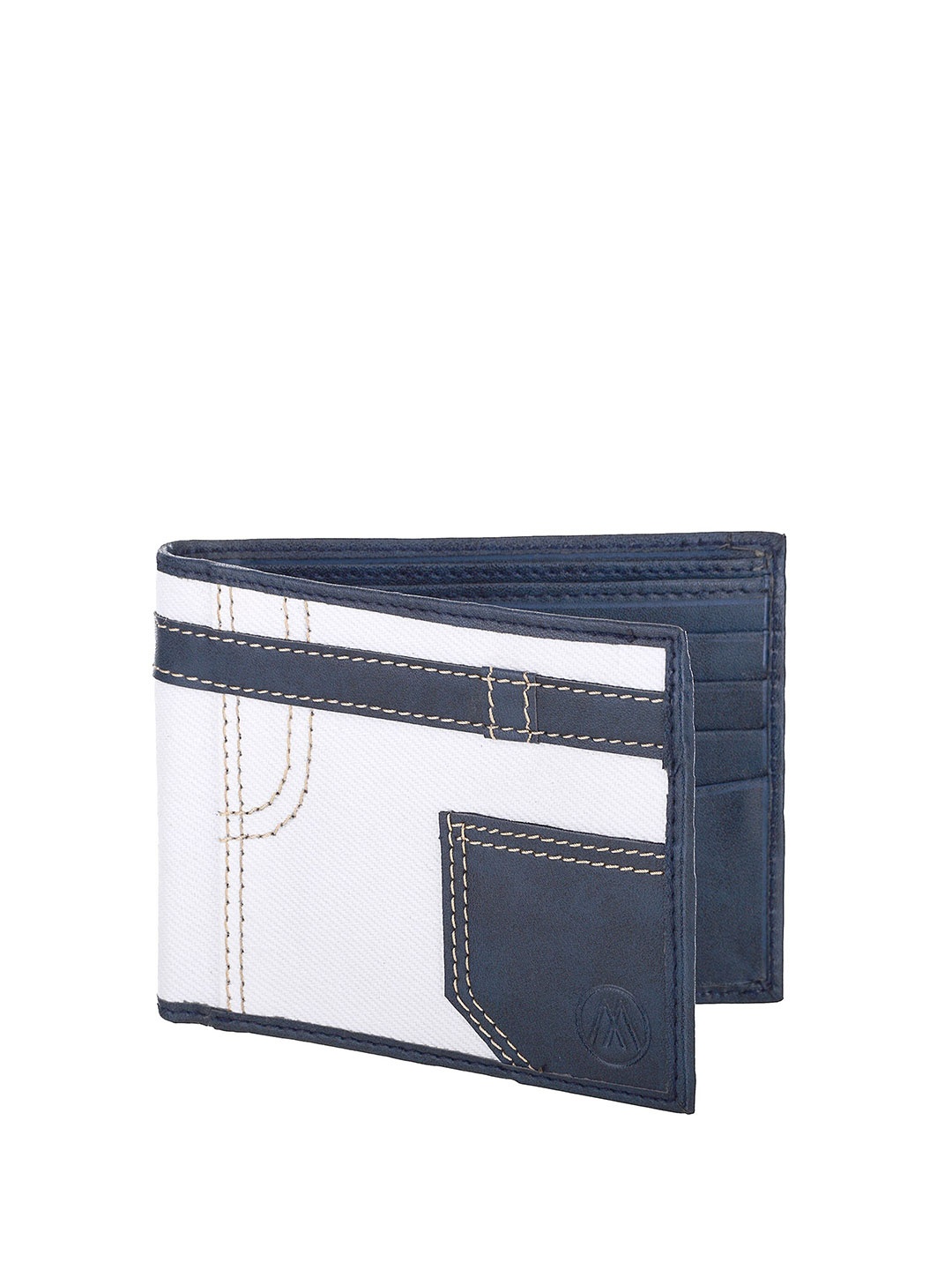 

Markques Men Colourblocked Two Fold Wallet with SIM Card Holder, White