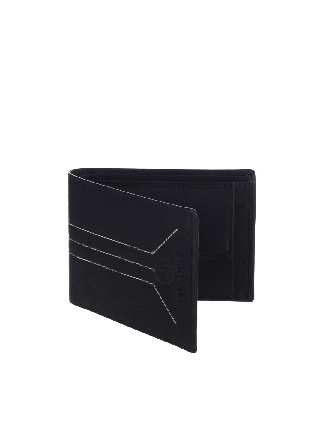 

MARKQUES Men Textured Two Fold Wallet with SIM Card Holder, Black