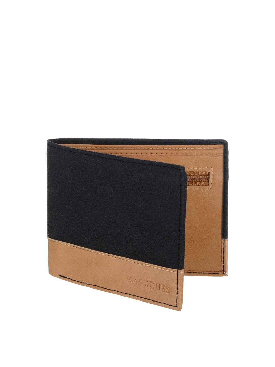 

MARKQUES Men Two Fold Wallet with SIM Card Holder, Black