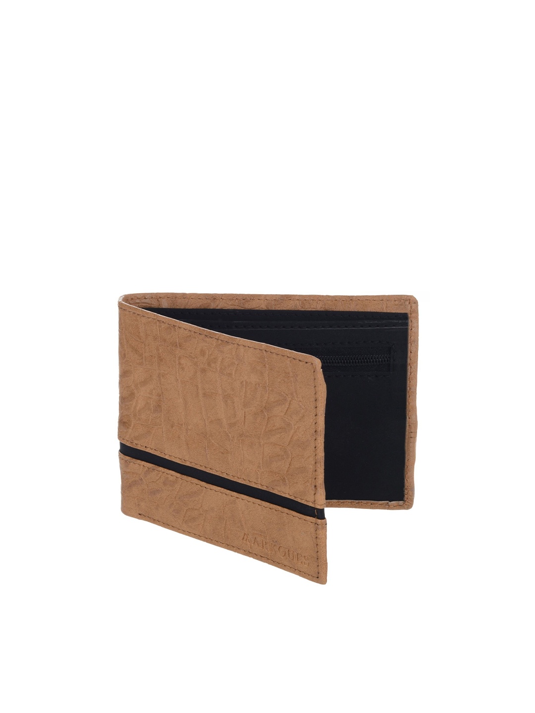 

MARKQUES Men Two Fold Wallet with, Beige