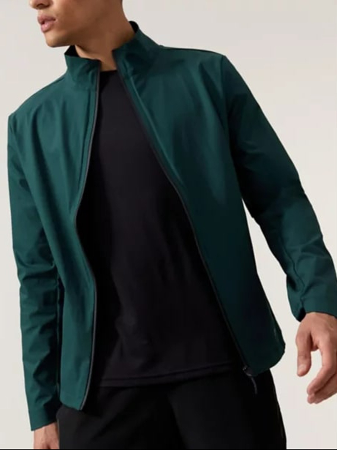 

Marks & Spencer Men Bottle Green Solid Lightweight Longline Open Front Jacket