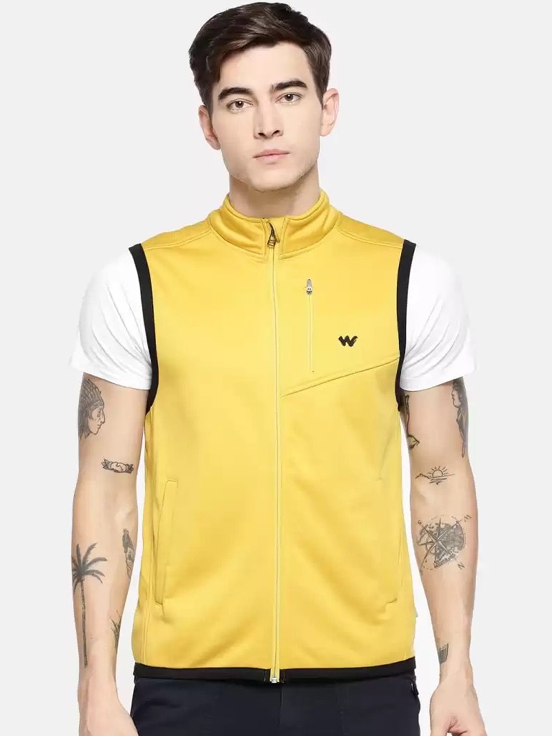 Wildcraft Men Mustard Yellow Lightweight Crop Sleeveless Sporty Jacket