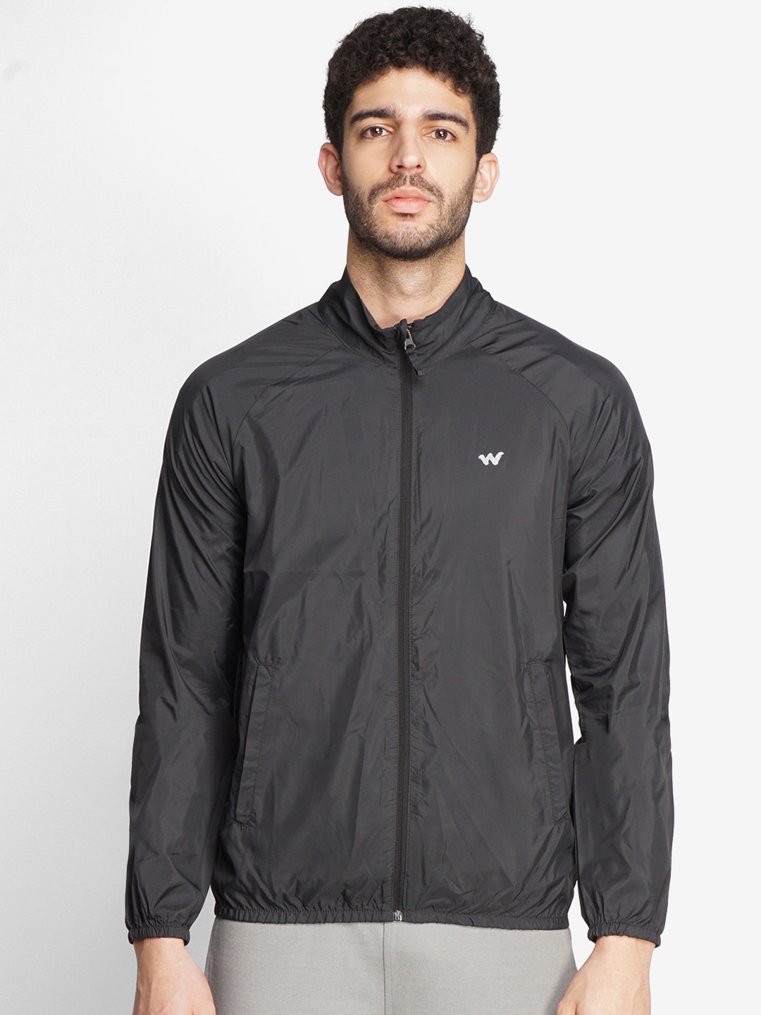 

Wildcraft Men Black Washed Lightweight Bomber Jacket