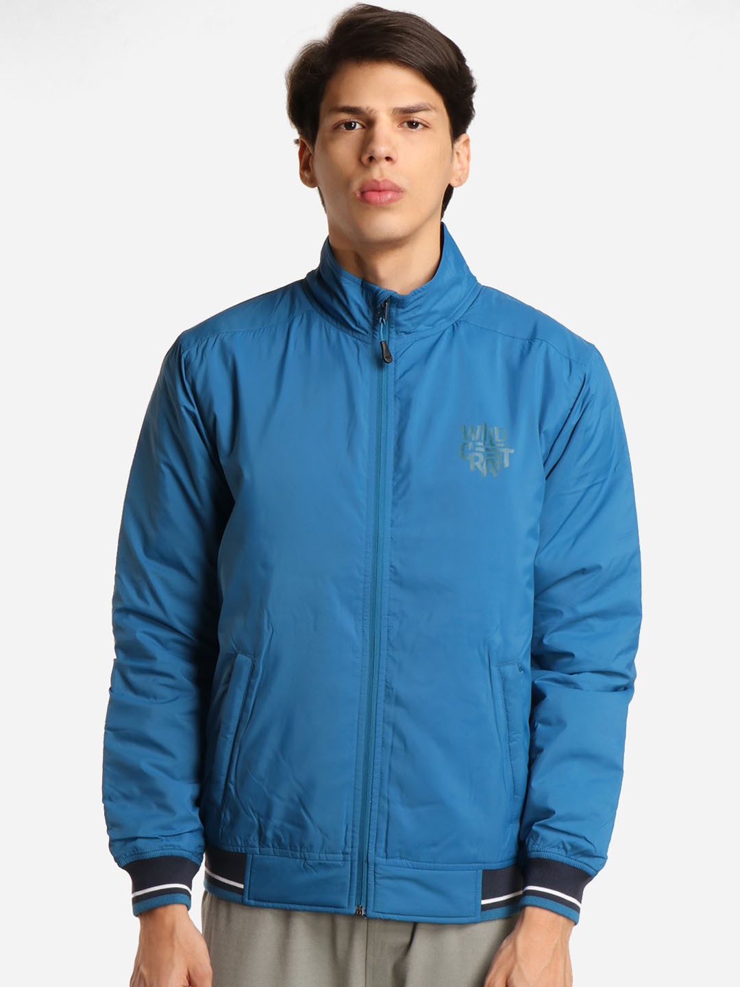 

Wildcraft Men Blue Lightweight Bomber Jacket