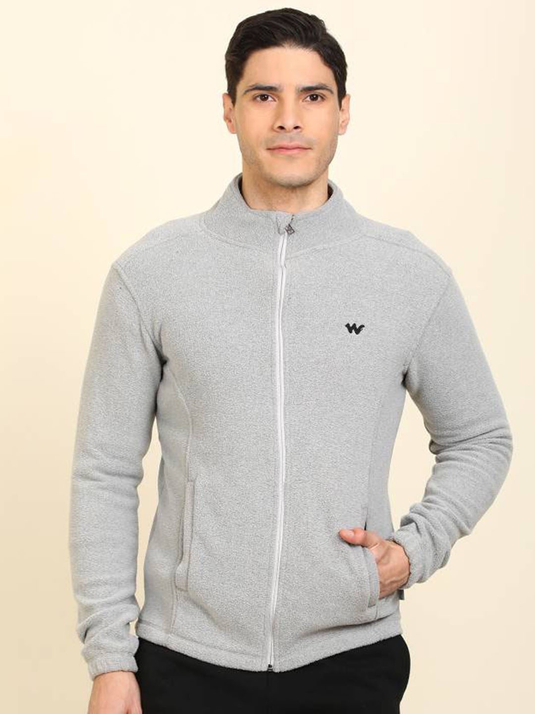 

Wildcraft Men Grey Melange Fleece Lightweight Open Front Jacket
